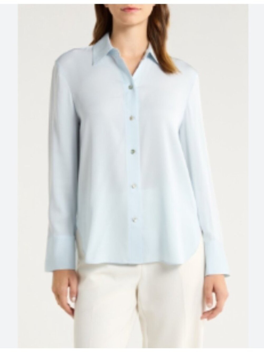 Vince Silk Stretch Slim-Fit Shirt Blue M